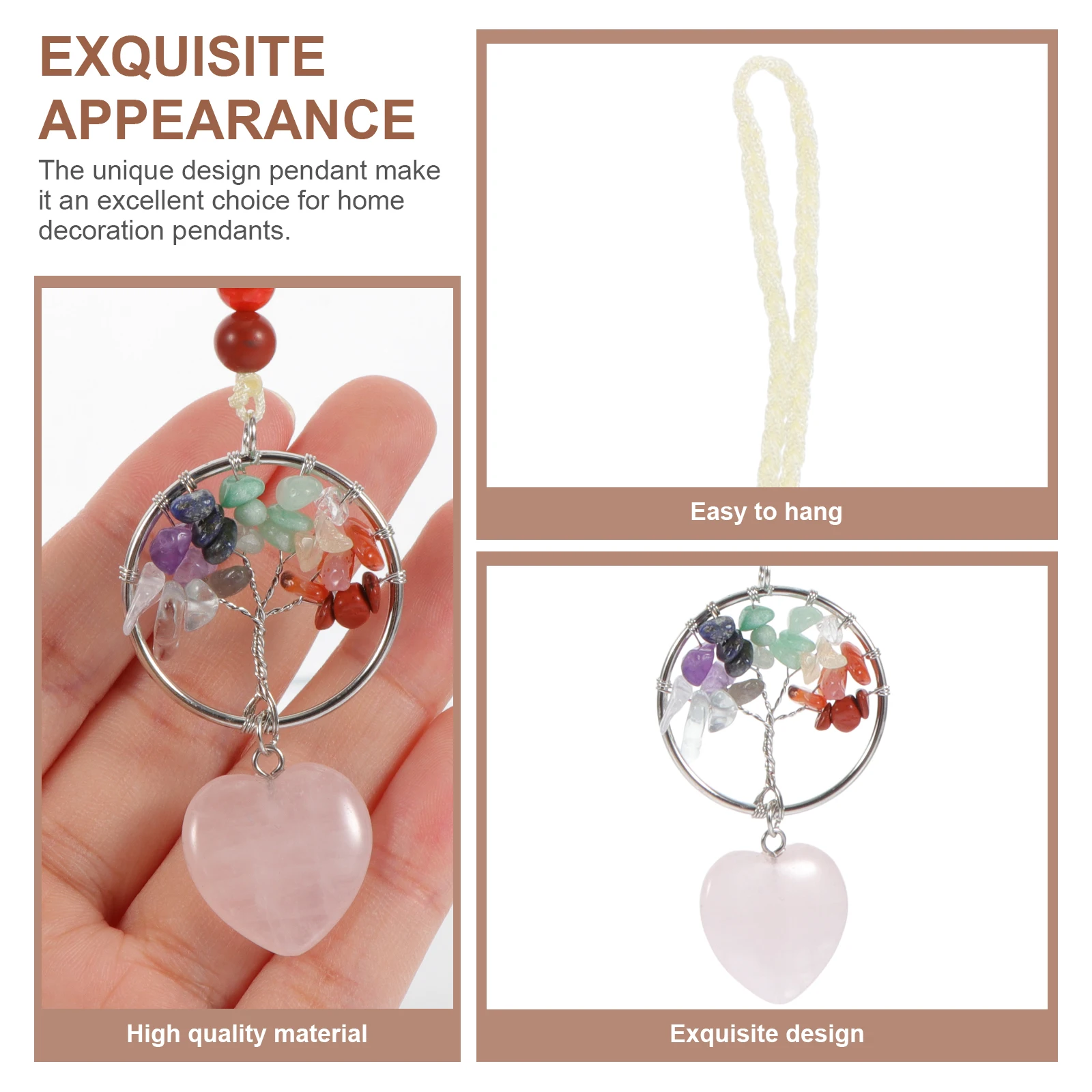 

Heart Shaped Raw Stone Pendant Necklace Pendants Hanging Decor Car Home Garden Office Shop Chandelier