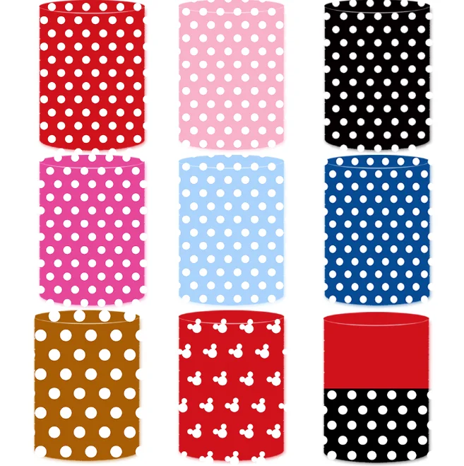 

Cylinder Plinth Covers White Polka Dot Pedestal Cover Kids Birthday Party Baby Shower Tablecloth Party Decor Stretch Fabric