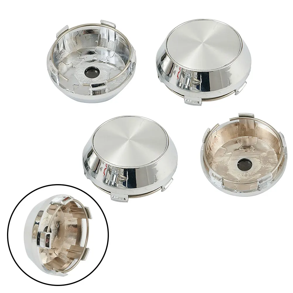 4pcs Car Wheel Center Cap For Wheel Center Cap Universal Rim Chrome Hub Cap 60mm No Logo Silver Base For Front Or Rear Wheels Ce