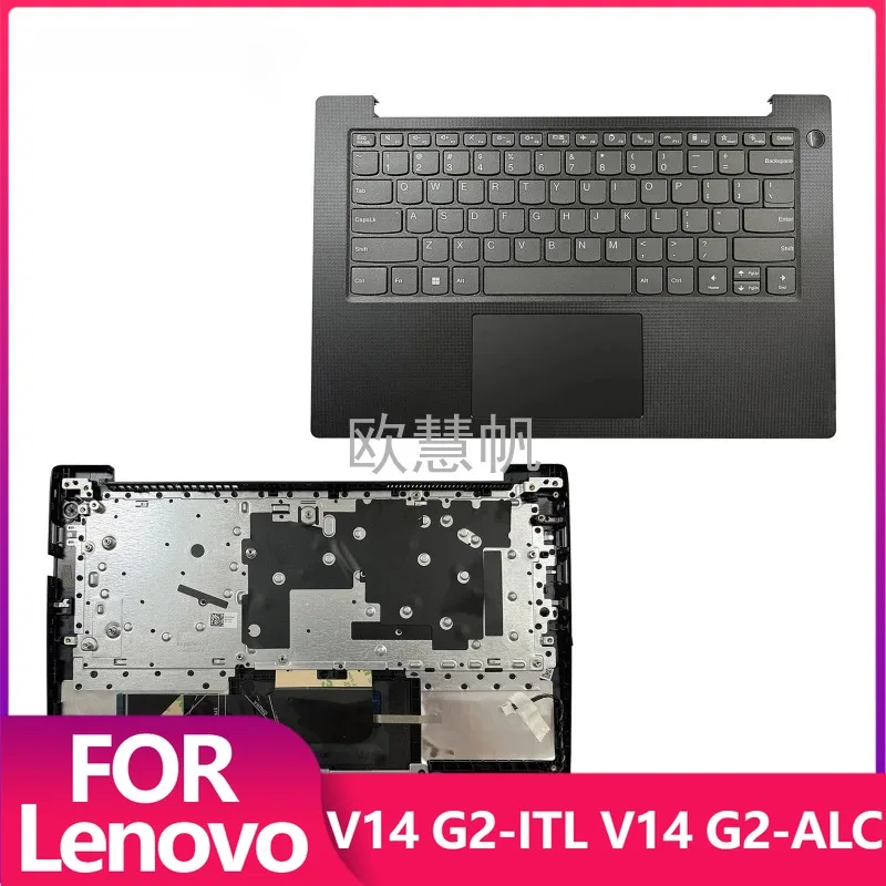 

T New for Lenovo V14 G2-ITL V14 G2-ALC Laptop Palmrest Upper Cover with US Keyboard Touchpad TEX (Black) 5CB1B96381 14"