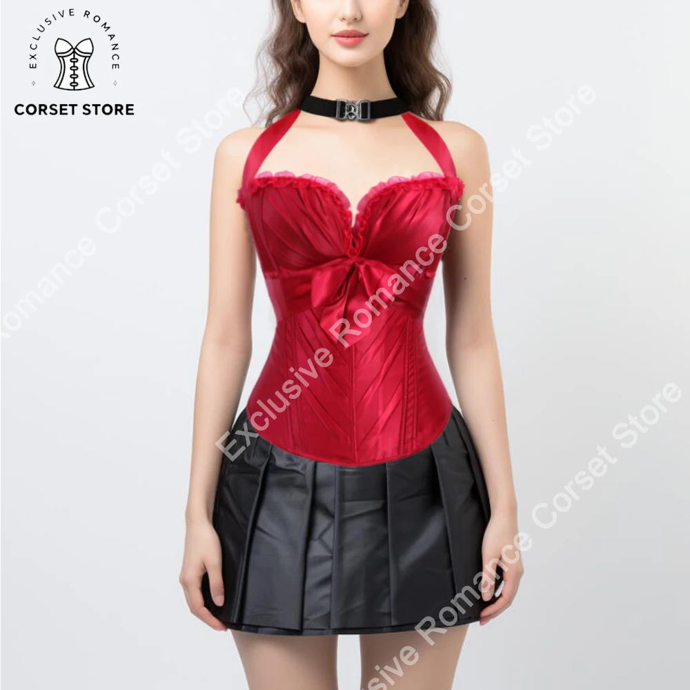 

Sexy Lingeries Corset for woman Victorian Corset With Straps Gothic Lace Bownot Overbust Vintage Sexys Corsets with Sleeves