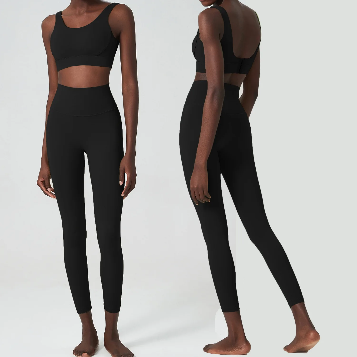 Withered Fashion Ladies Breathing Cup Sports Underwear Suit Yoga Clothing Women's Sports Fitness Clothing Two-Piece Set Women XL