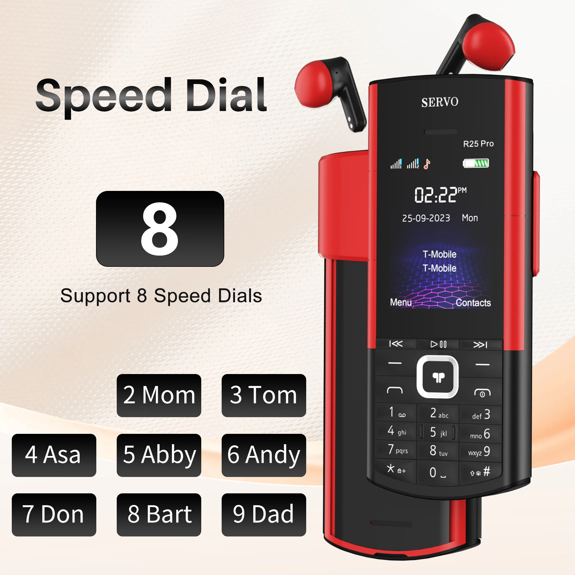 SERVO R25 PRO سماعات بلوتوث الهاتف المحمول بطاقات SIM المزدوجة تسجيل المكالمات سرعة الاتصال الهاتفي راديو FM 2G GSM زر الهواتف المحمولة الاحتياطية #3