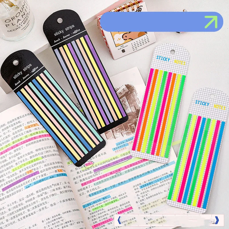 2 Piece Cute Very Thin Strip PET Sticky Notes Adhesive Stationery Memo Pad Index Notepad