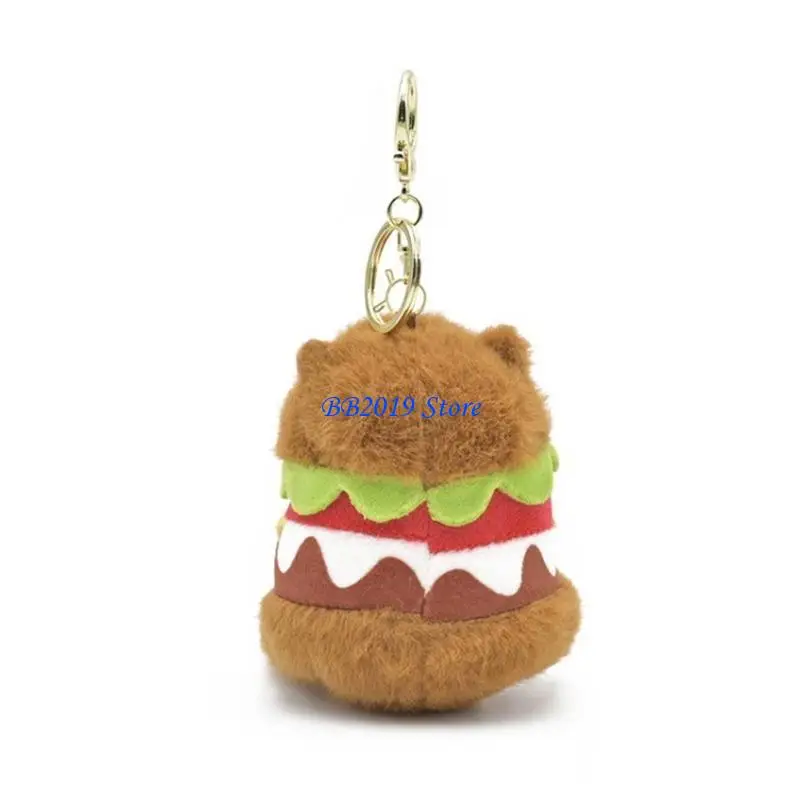 Q0KB Cartoon Plush Keyring Capybara Doll Ornaments Carkey Pendant Women Purse Decors