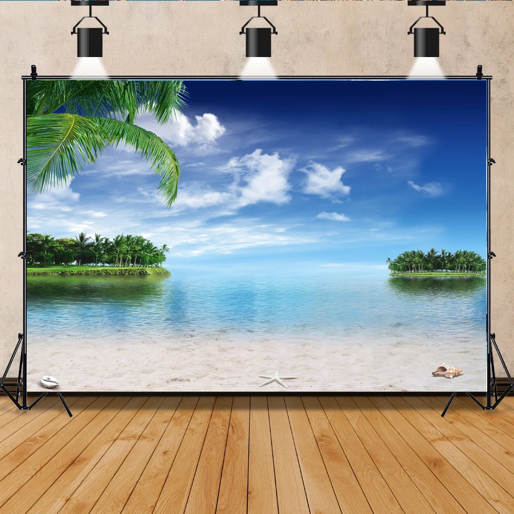 Тропический пляжный фон для фотосъемки морской пляж Пальма природный пейзаж детский день рождения Свадебный душ Вечеринка студийный фон