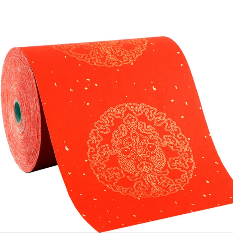 Chinese Spring Festival Couplets Red Rice Paper New Year Paper Cutting Special Xuan Paper 100m Calligraphy Brush Writing Papier