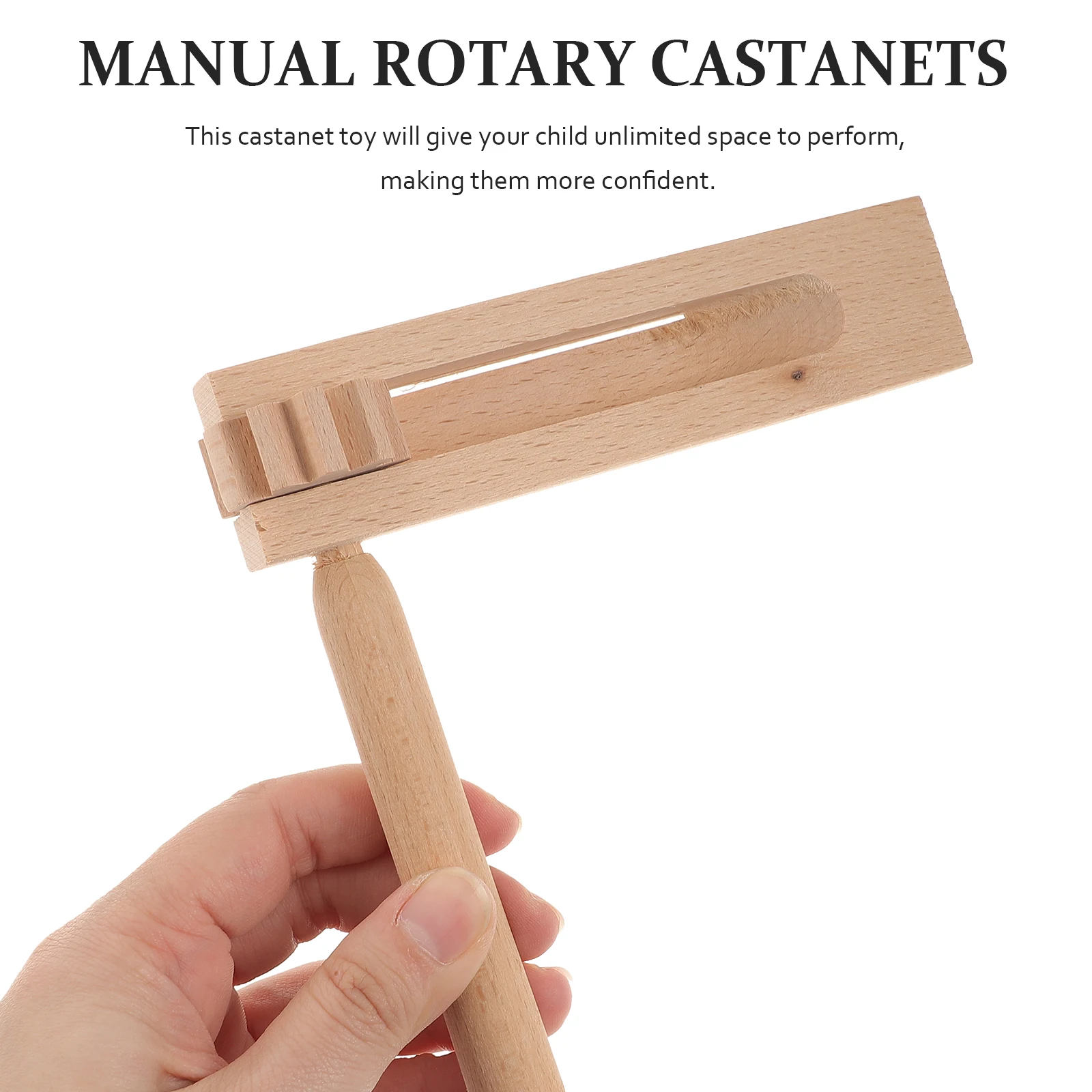 4 個木製カスタネットおもちゃ子供打楽器ノイズメーカーミュージカルハンドル安全な子供マニュアルロータリーラチェット教育