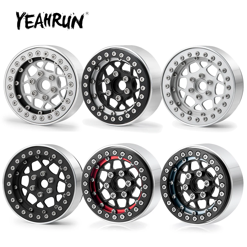 

YEAHRUN 4Pcs Aluminum Alloy 1.9 inch Beadlock Wheel Rims Hubs for TRX-4 Axial SCX10 Wraith 1/10 RC Crawler Car Upgrade Parts