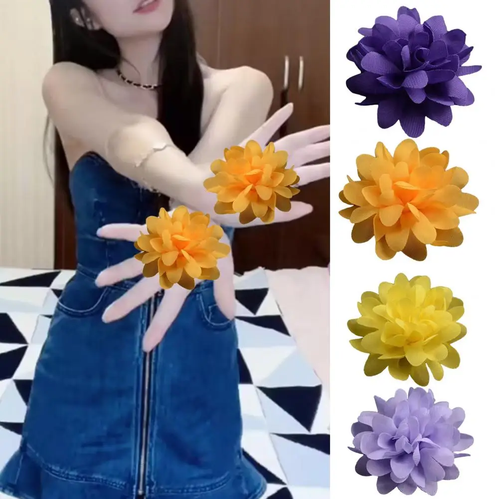 Trendy Attractive Cloth Singing Stage Finger Floral Rings Wide Application Ring Flowers Performance Accessory