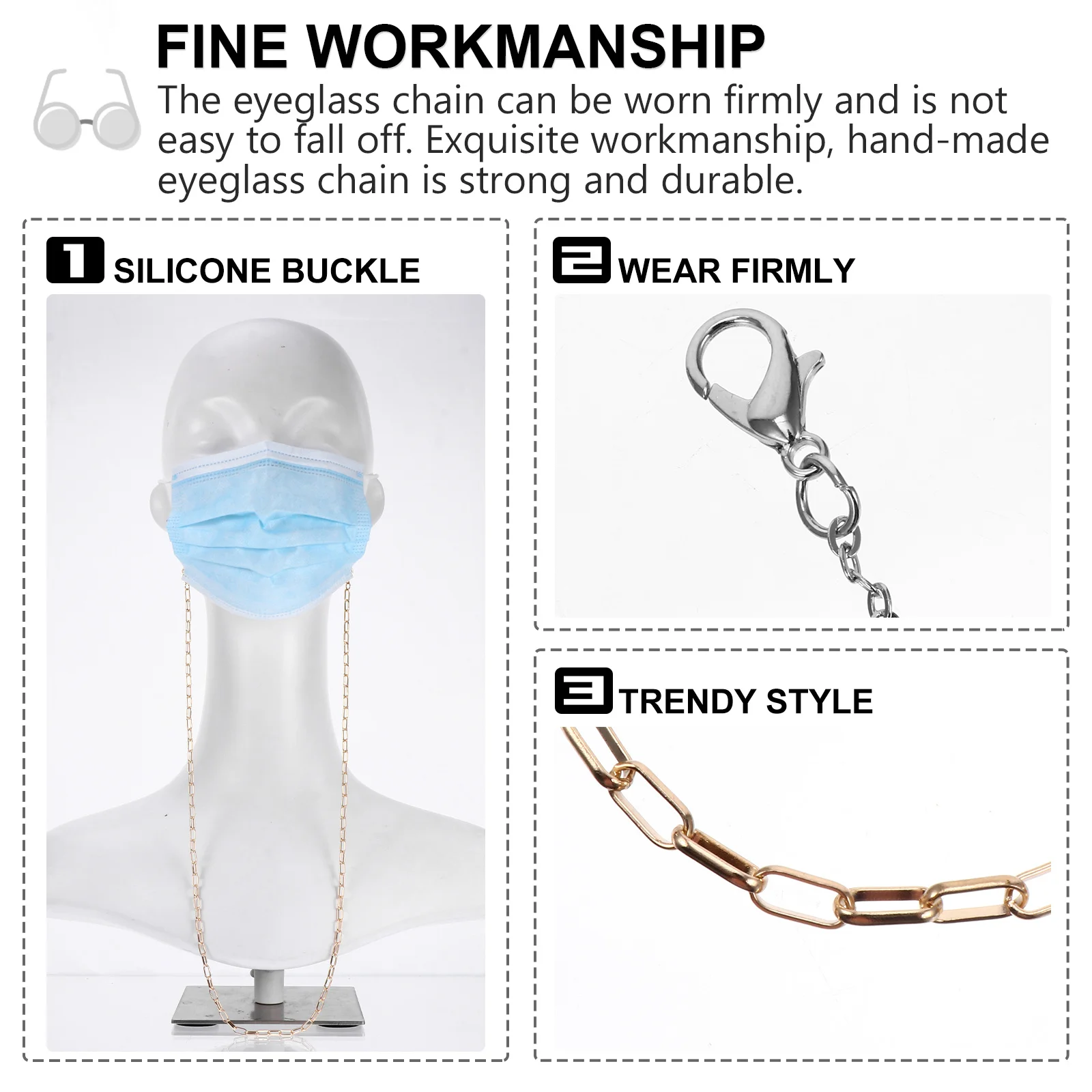 

1Set Glasses Chains Durable Lanyards Anti-Skid Eyeglasses Chains Creative Accessories for Glasses Sunglasses Face