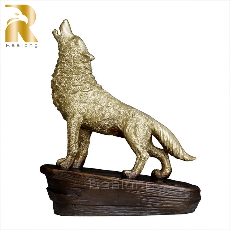 Modern Art Bronze Wolf Statue Bronze Wolf Sculpture Animal Bronze Casting Art Figurine For Home Decor Ornament Collection Gifts