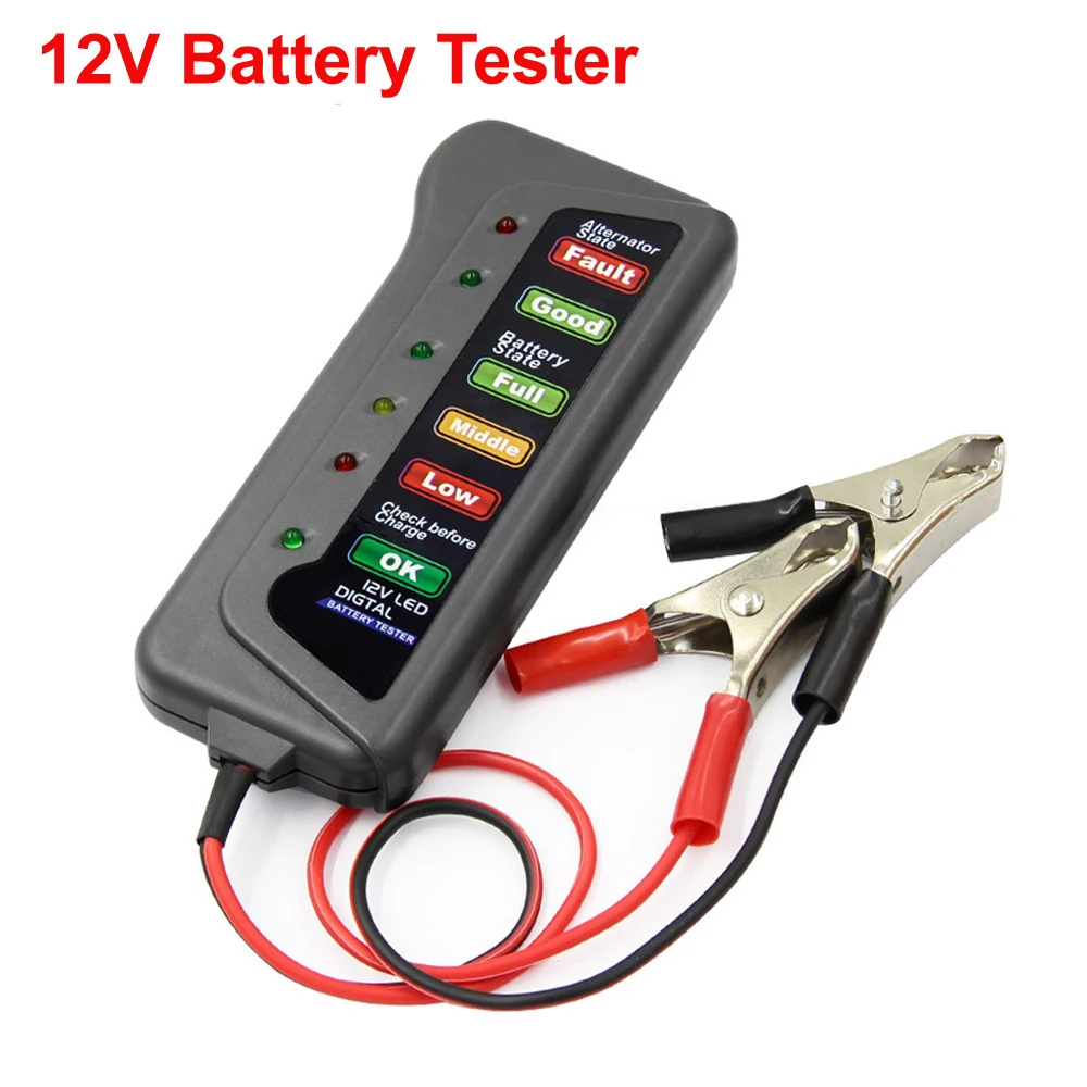 12V Car Battery Tester Digital Alternator Teste with 6 LED Lights Display Anto Diagnostic Tool Auto Scanner Power Tester Tools