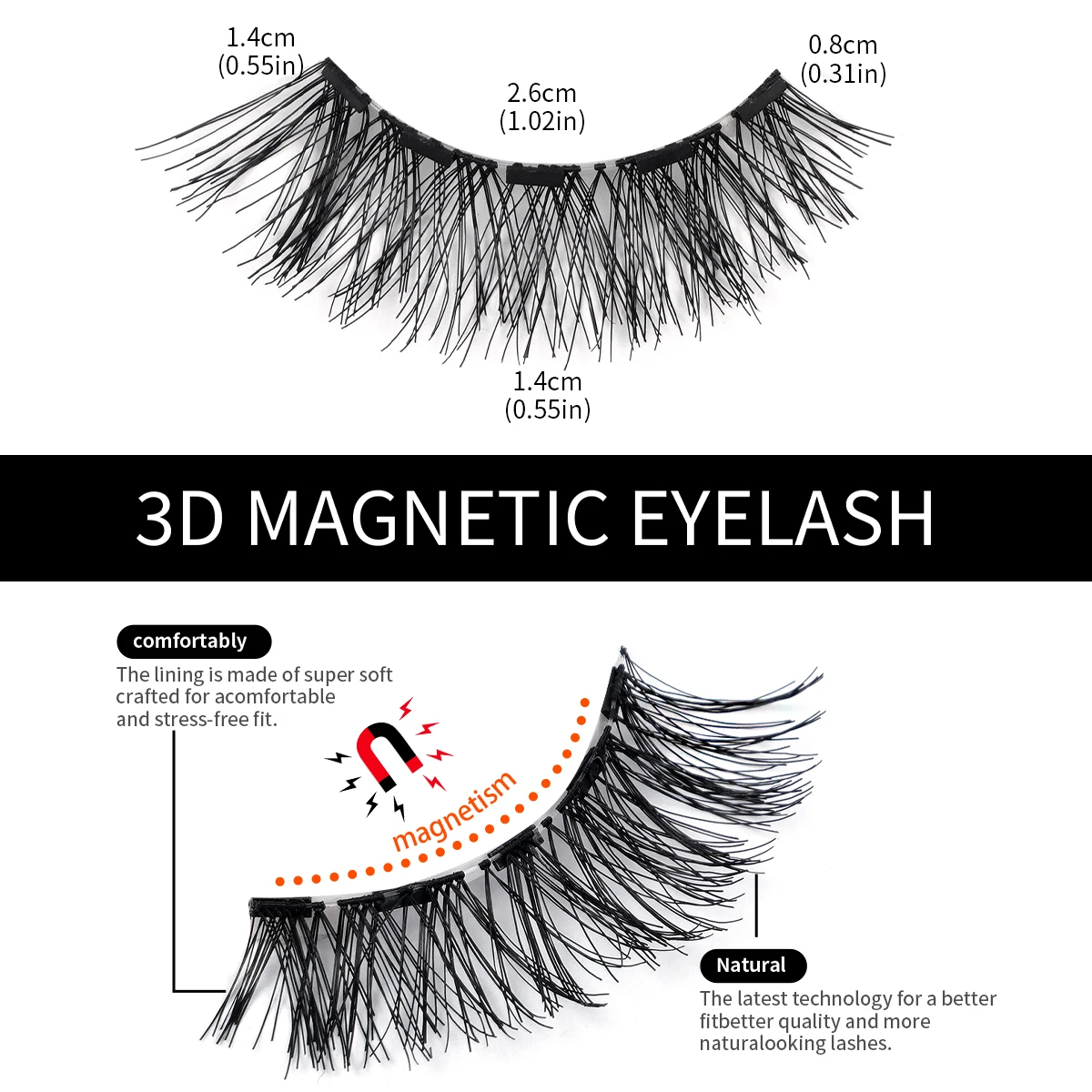 MAGEFY 2 Pairs Magnetic Eyelashes with Applicator Glue Free Waterproof and Sweat proof More Styles Cat Eye Lashes for Beginners