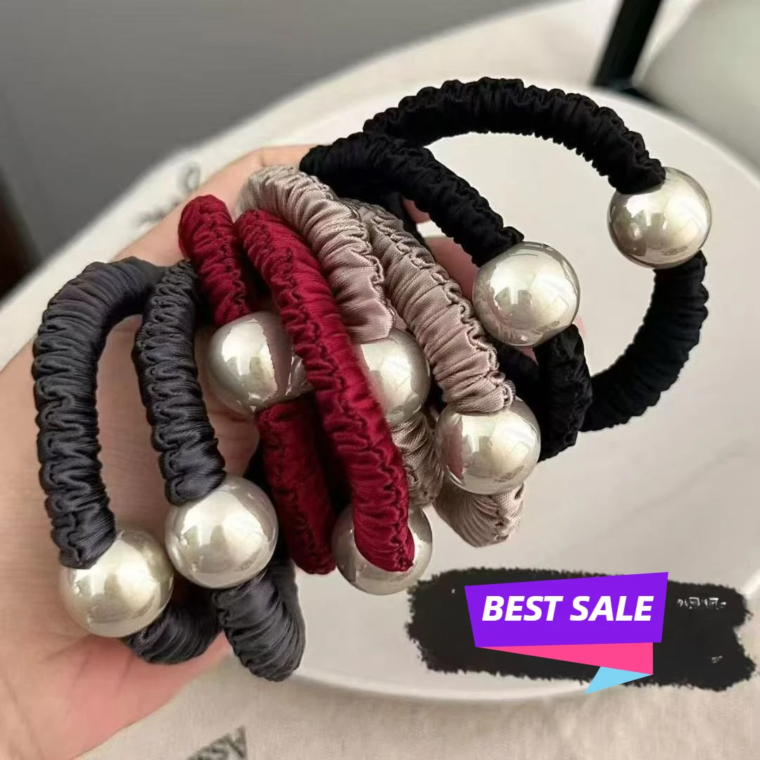 

4PC Good Pearl High Elasticity Hair Ties Rope for Women Girls Premium Ponytail Holder Korean Hair Accessories