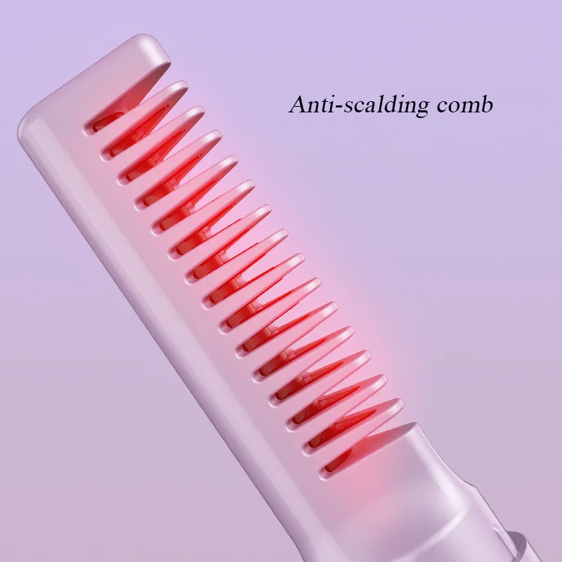 جهاز فرد الشعر الصغير القابل لإعادة الشحن ، لاسلكي ، رطب وجاف ، الاستخدام المزدوج ، طلاء السيراميك ، استقامة وفرشاة الشباك