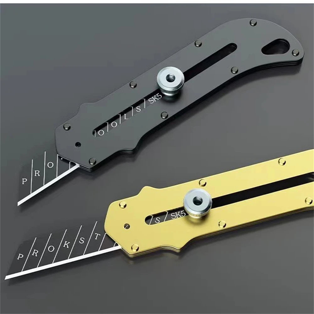 Couteau utilitaire rétractable en métal, couteau de poche en acier inoxydable, couteau de déballage d'art, couteau à lame SK5