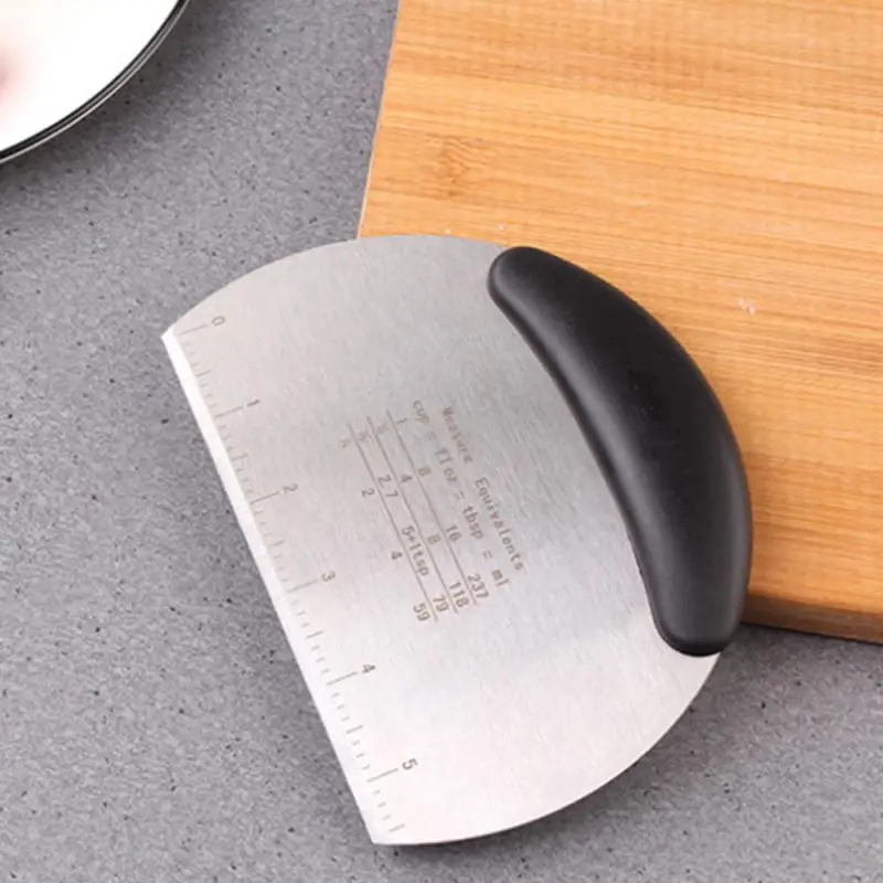 Kitchen Baking Tools Half Round Scraper Dough Bread Cutting Stainless Steel Scraper Household Baking Tools Gadgets