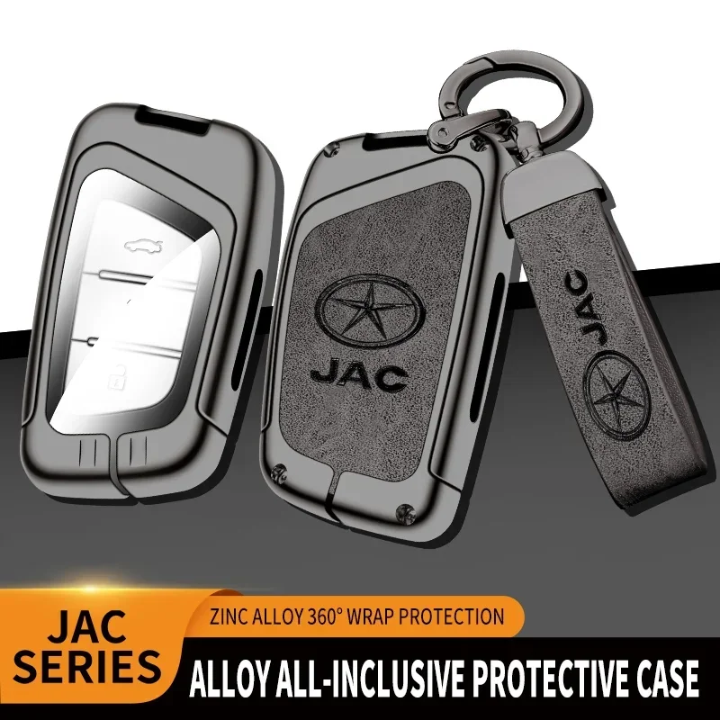 New Zinc Alloy+Leather+TPU Car Remote Key Bag For JAC HUNTER Pickup IEVS4 IEV7S Refine S4 S7 A5 Accessories