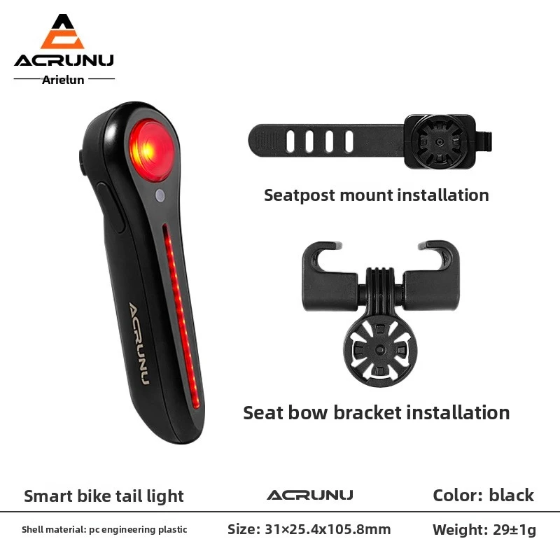 

ACRUNU Bike Smart Brake Induction Tail Light High Brightness Cycling Light Flowing Light for Road Bike Night Riding