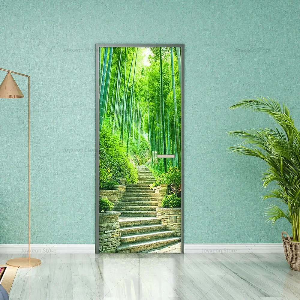 Póster de escena de cascada de bosque verde, pegatina de pared de vinilo, PVC, impermeable, antiarañazos, autoadhesiva, decoración del hogar