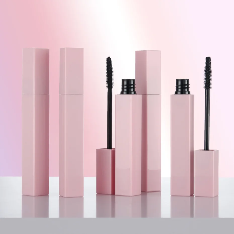 4D Zijdevezel Aangepast Logo Mascara Wreedheid Gratis Wimper Verlenging Mascara Make-up Vegan Waterproof Roze Mascara Private Label