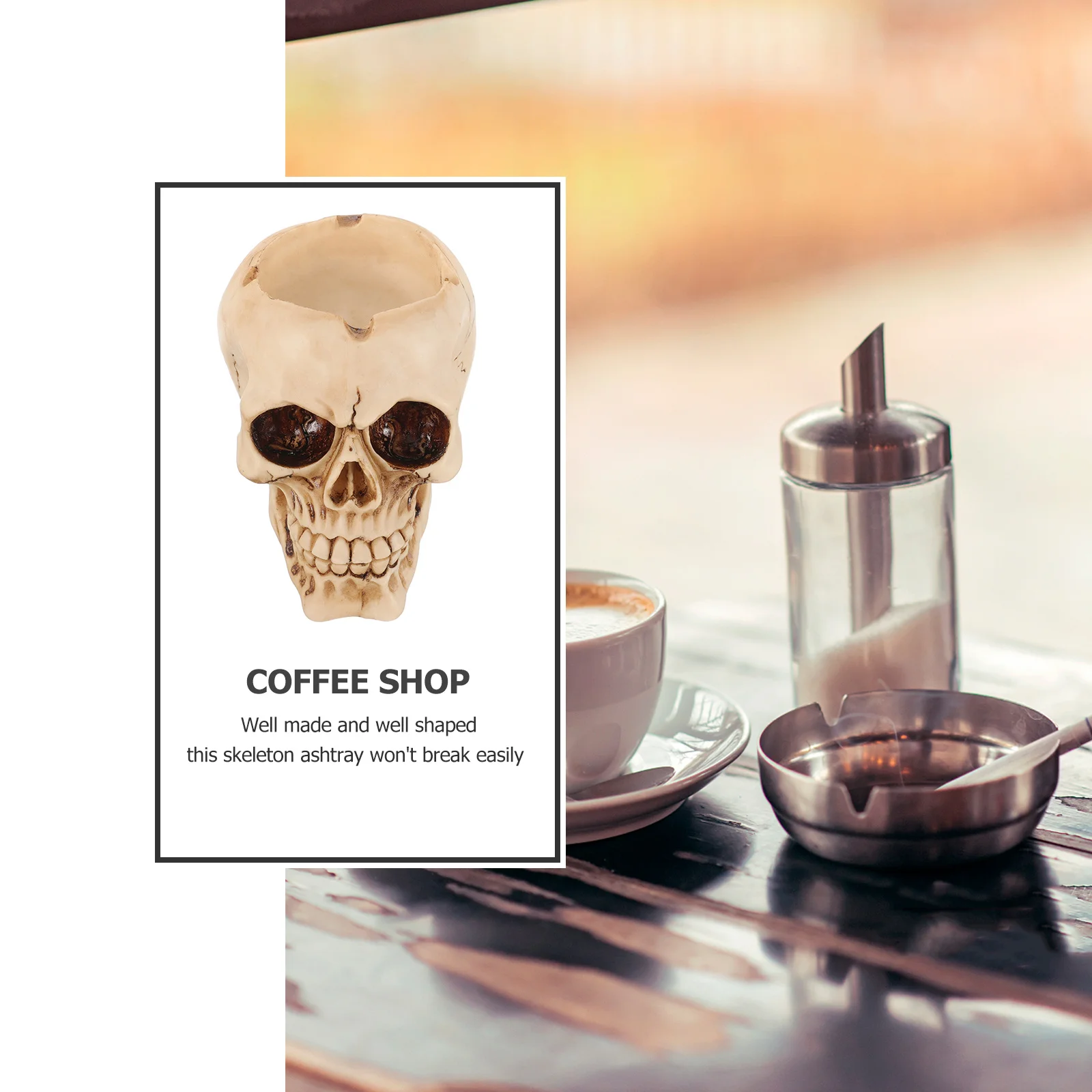 

Skull Ashtray Natural Resin Decorative Halloween Skull Sculpture Home Ashtray Cool Halloween Desktop Ornament Cool Ashtrays