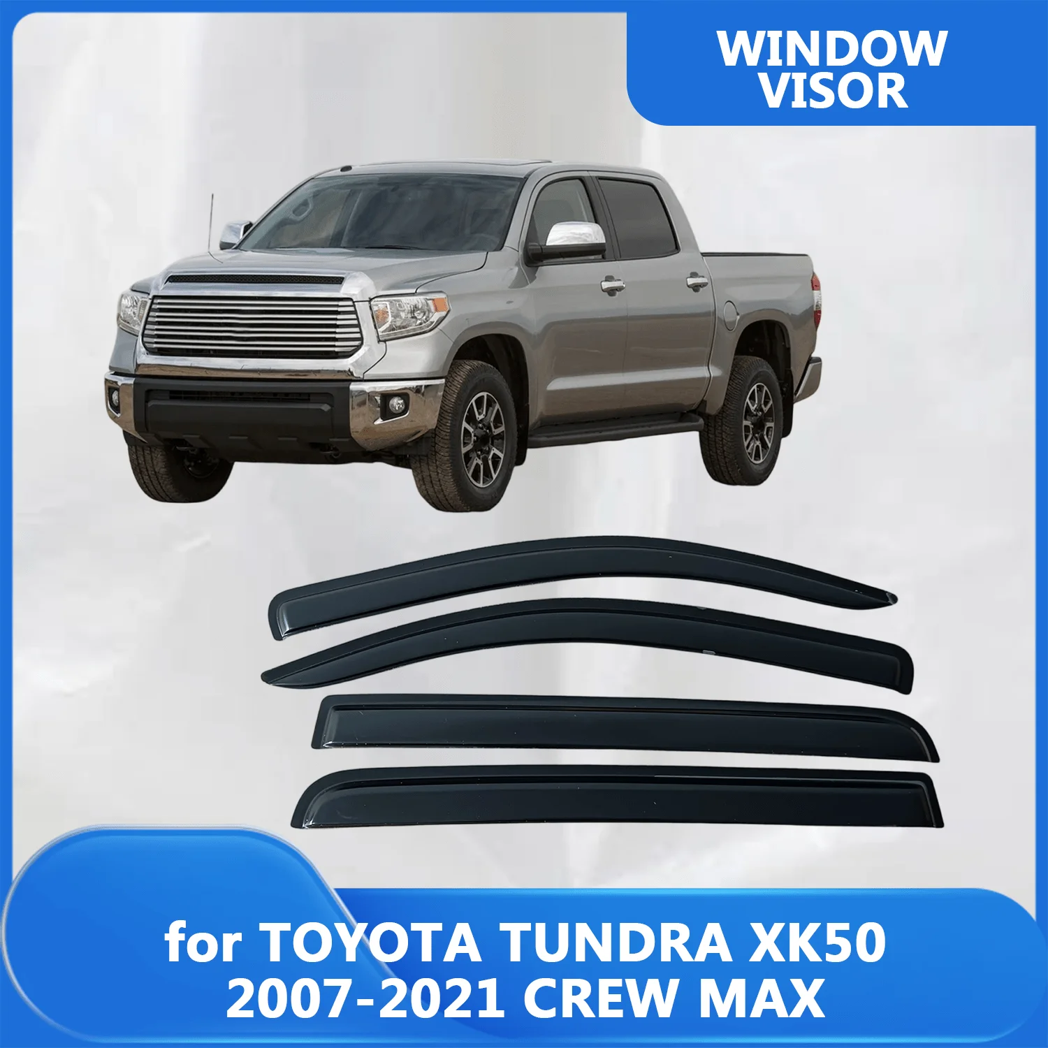 

Window Visor for TOYOTA TUNDRA XK50 2007-2015 2016 2017 2018 2019 2020 2021 CREW MAX Wind Deflectors Rain Guards Door Visor Vent