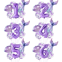 Under the Sea Birthday Mermaid Balloon Bunch Happy 1st Birthday Party Decorations Kids Girls Favors Gifts Mermaid Tail Balloons