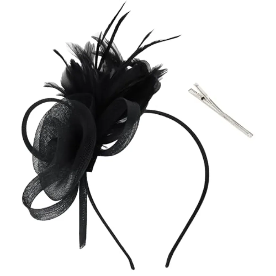 AMCAMI Fascinators Hats with Feather for Women 2026 Derby Hats Small Tea Party Hat with Headband