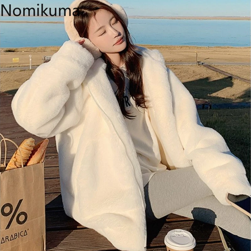 Rabbit Ears Cute Lamb Wool Coat Women Thicked Furry Winter Clothing 2024 Ropa Mujer Streetwear Chic Japanese Sweet Jackets Tops