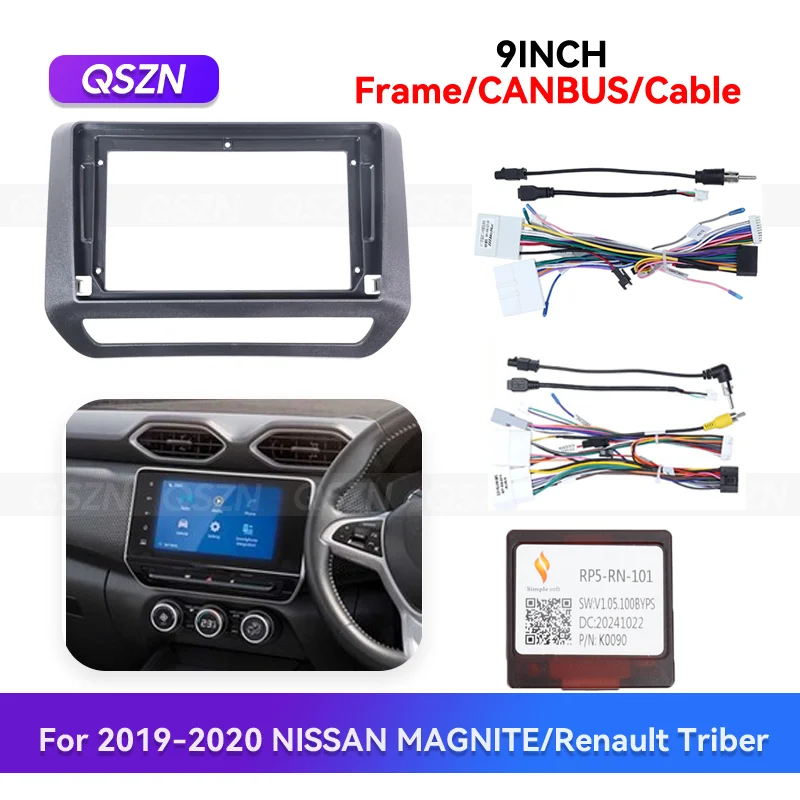 

QSZN 9-дюймовый для NISSAN MAGNITE Renault Triber 2019-2022, автомобильный радиоприемник, панель управления приборной панелью, MP3, MP5, аксессуары для экрана
