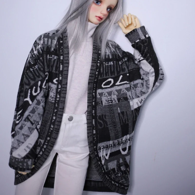 （Customize 30 Days） 1/4 1/3 Uncle SSDF POPO68 SD BJD MSD doll clothes Bat Cardigan with Black Grey Pattern Arc Hem 1pcs