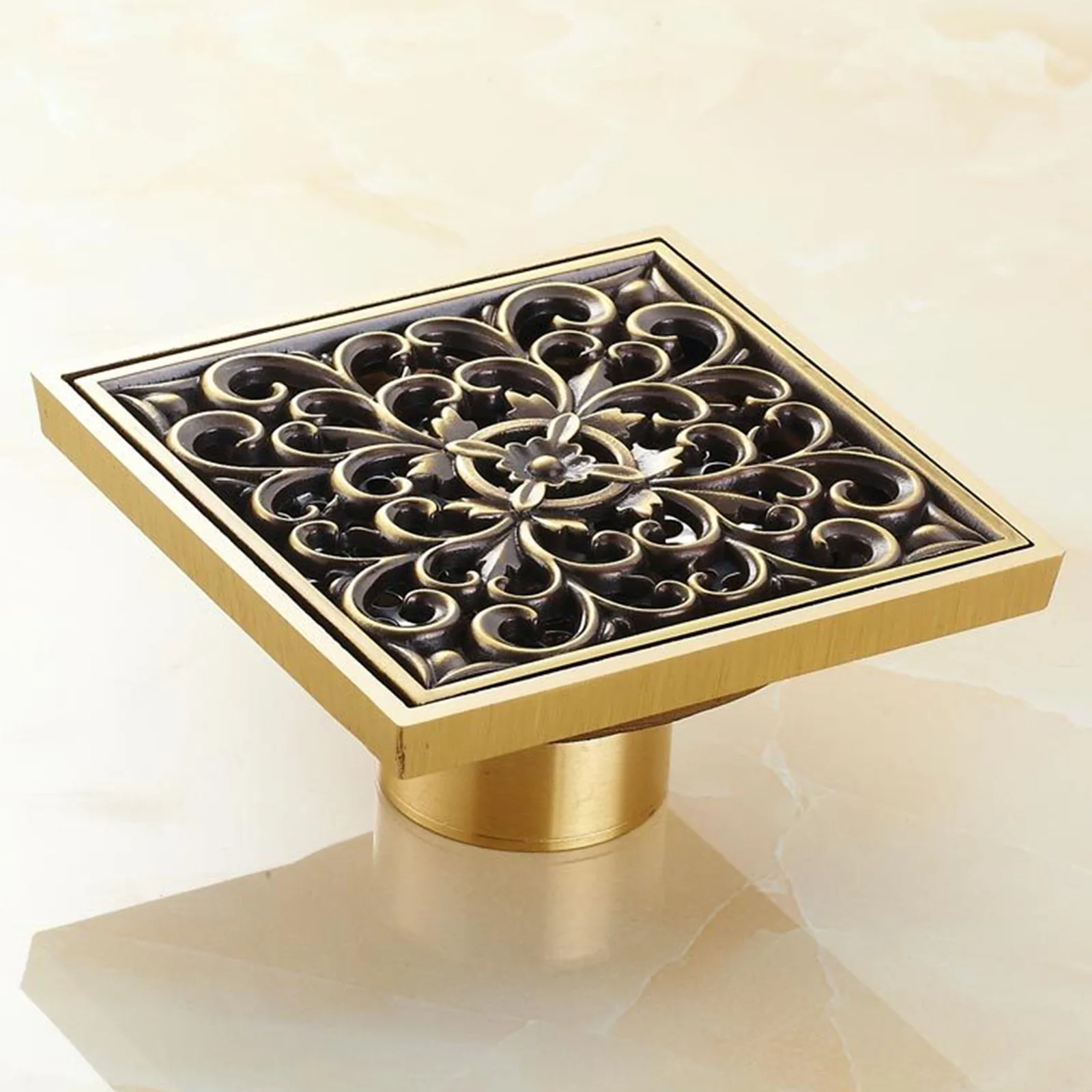 

Европейские напольные сливные трапы из античной латуни для душа, аксессуары для ванной комнаты, дезодорирующий квадратный напольный трап с решеткой-фильтром