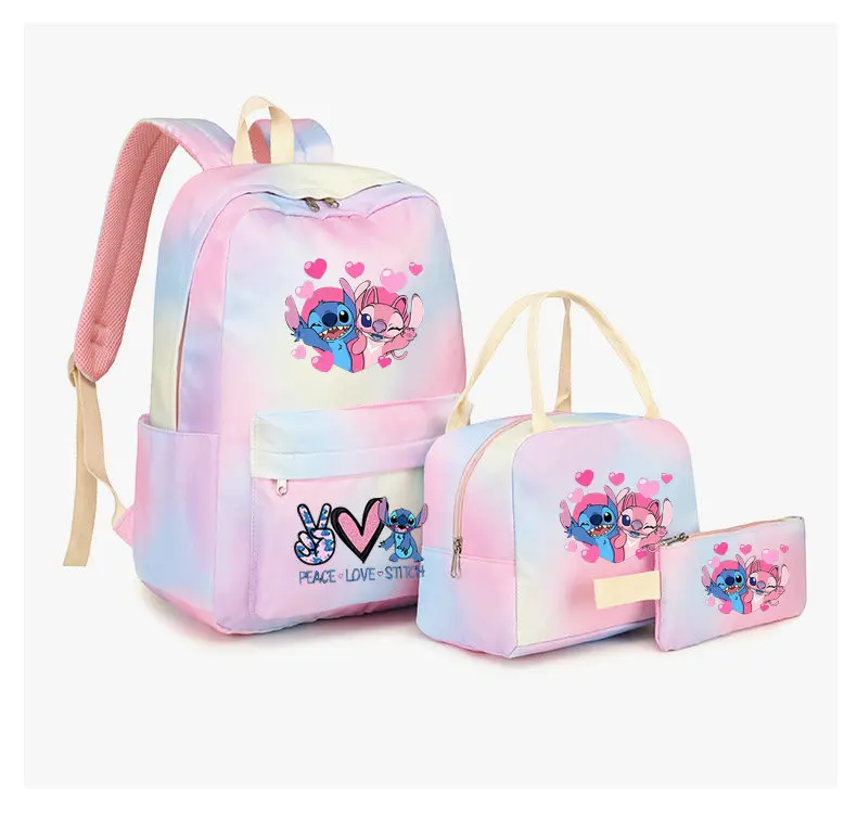 Lilo Stitch Colorful Backpack with Lunch Bag Rucksack Casual School Bags for Boys Girls Women Student Teenagers Sets