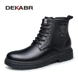 DEKABR Genuine Leather Men Brand Boots Autumn Winter Fashion Classic High Quality Waterproof Comfort Non-Slip Ankle Snow Boots