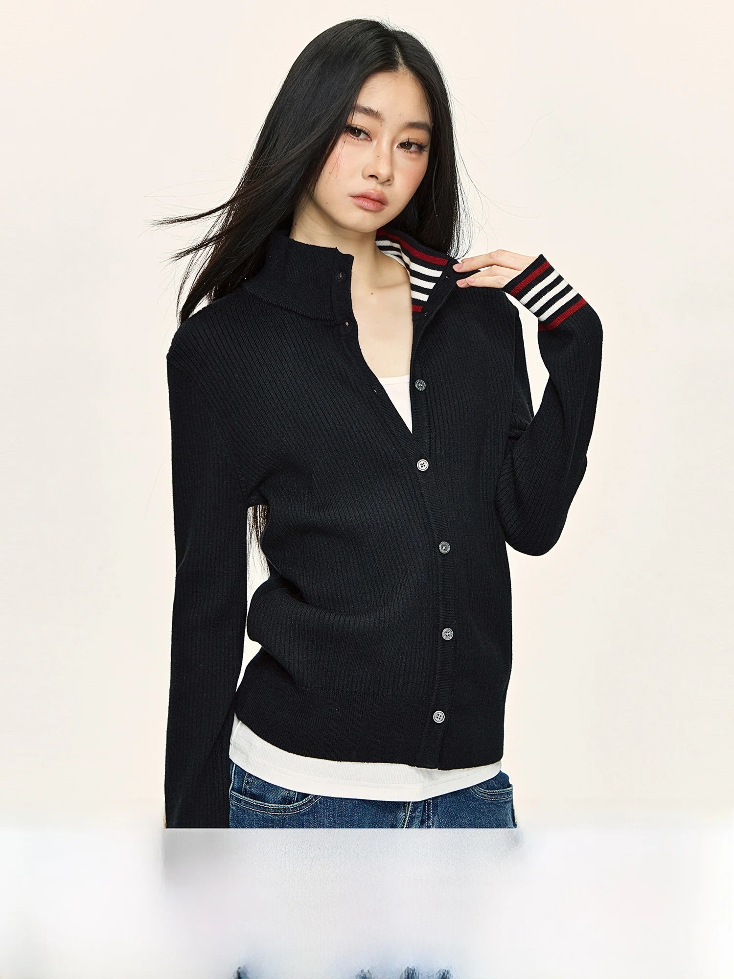 

Bla Knitted Sweater Cardigan Women's Slim Fit Long Sve Striped Design Casual Sle Autumn Outerwear Button up Coat
