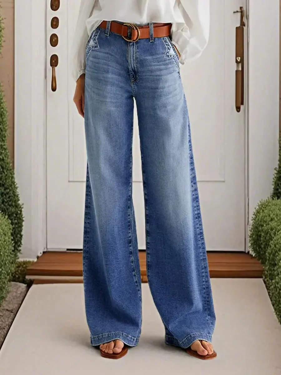 

Женские голубые неэластичные джинсовые джинсы свободного стиля