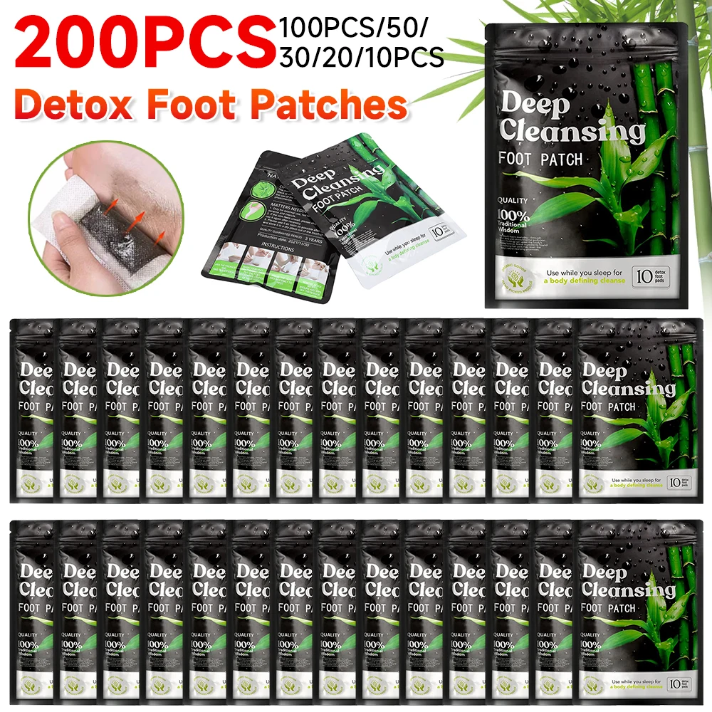 10-200PCS Detox Foot Patches Stress Relief Feet Deep Sleep Detox Sticker Foot Skin Toxins Detoxification Cleaning Foot Care Pad