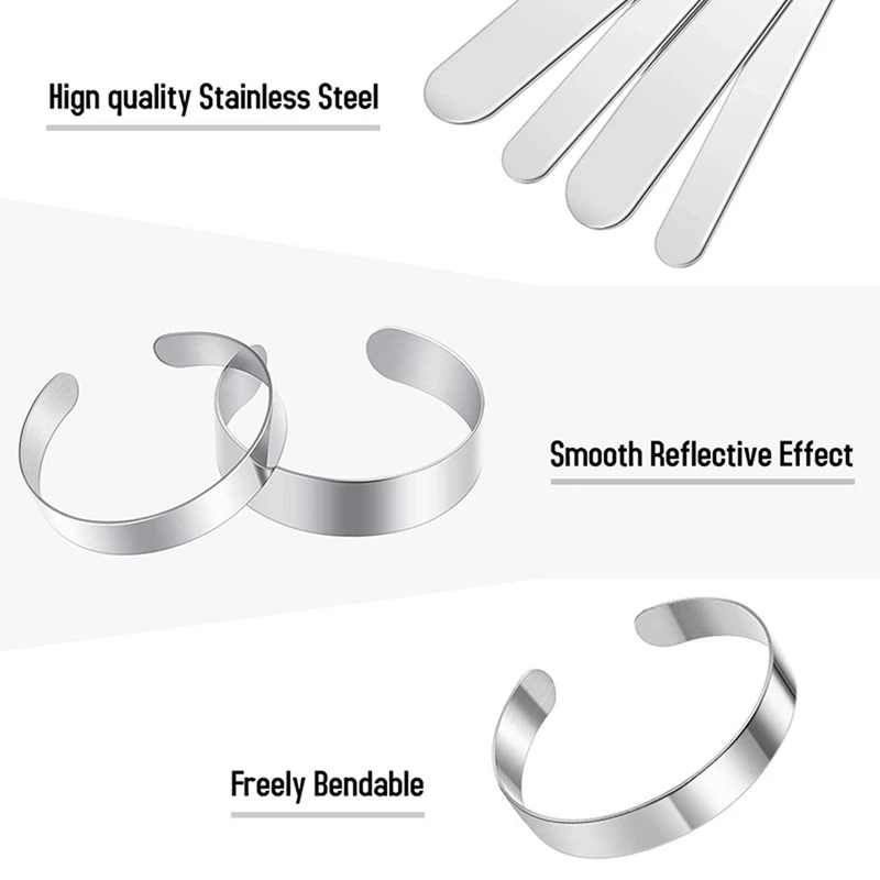 32 Pieces Bracelet Blanks 3/8 Inch And 5/8 Inch Stainless Steel Bangle Blanks DIY Cuff Bangle Bracelet Blanks