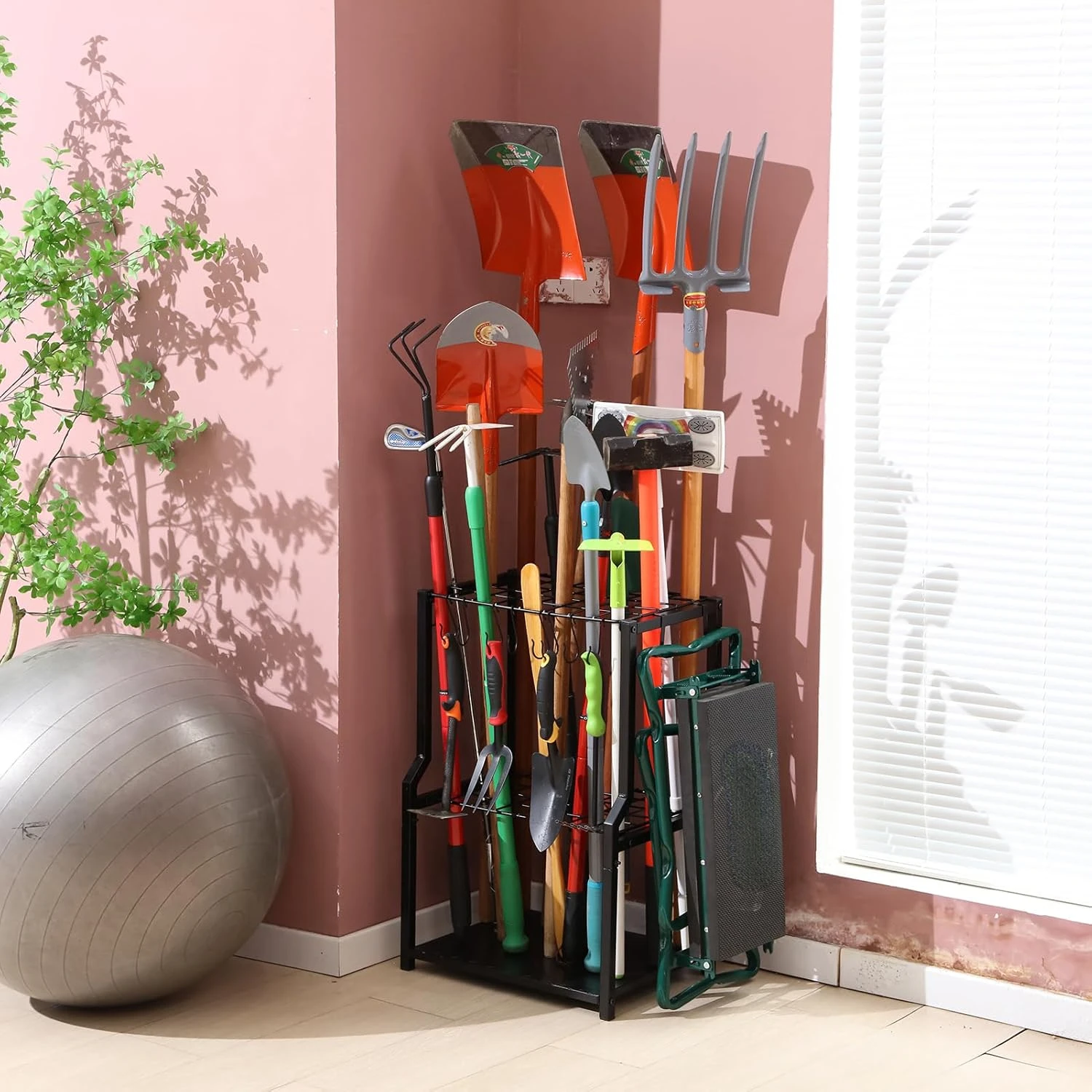 Garden Tool Organizer Heavy Duty,Yard Tool Tower Rack,Garage  Organization for Long Handle Tools,Rake,Brooms,Extra  for Small Sh