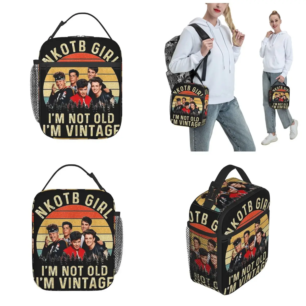 Insulated Lunch Box Retro New Kids On The Block Band Product NKOTB Tour 2024 Storage Food Box Ins Style Cooler Thermal Bento Box