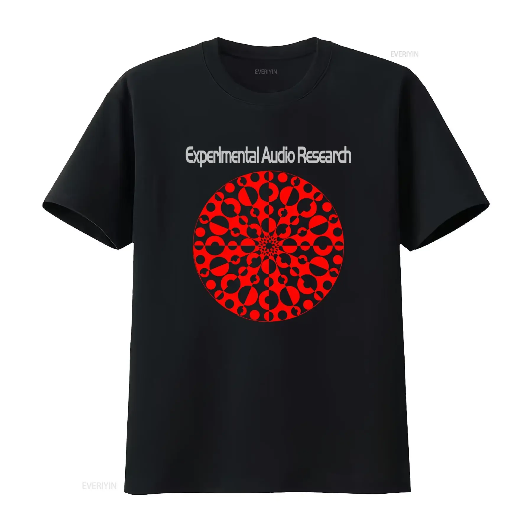 Experimental Audio Research T Shirt Unique Red and Black Circular Pattern Design for Music Lovers vintage Washed Comfortable