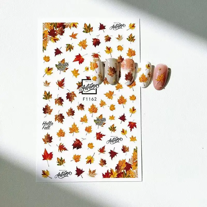 1 pz adesivo per unghie fiore 3D foglia d'acero [metallo forniture per nail art decalcomanie DlY adesivi colorati per decorazioni per nail art con farfalla