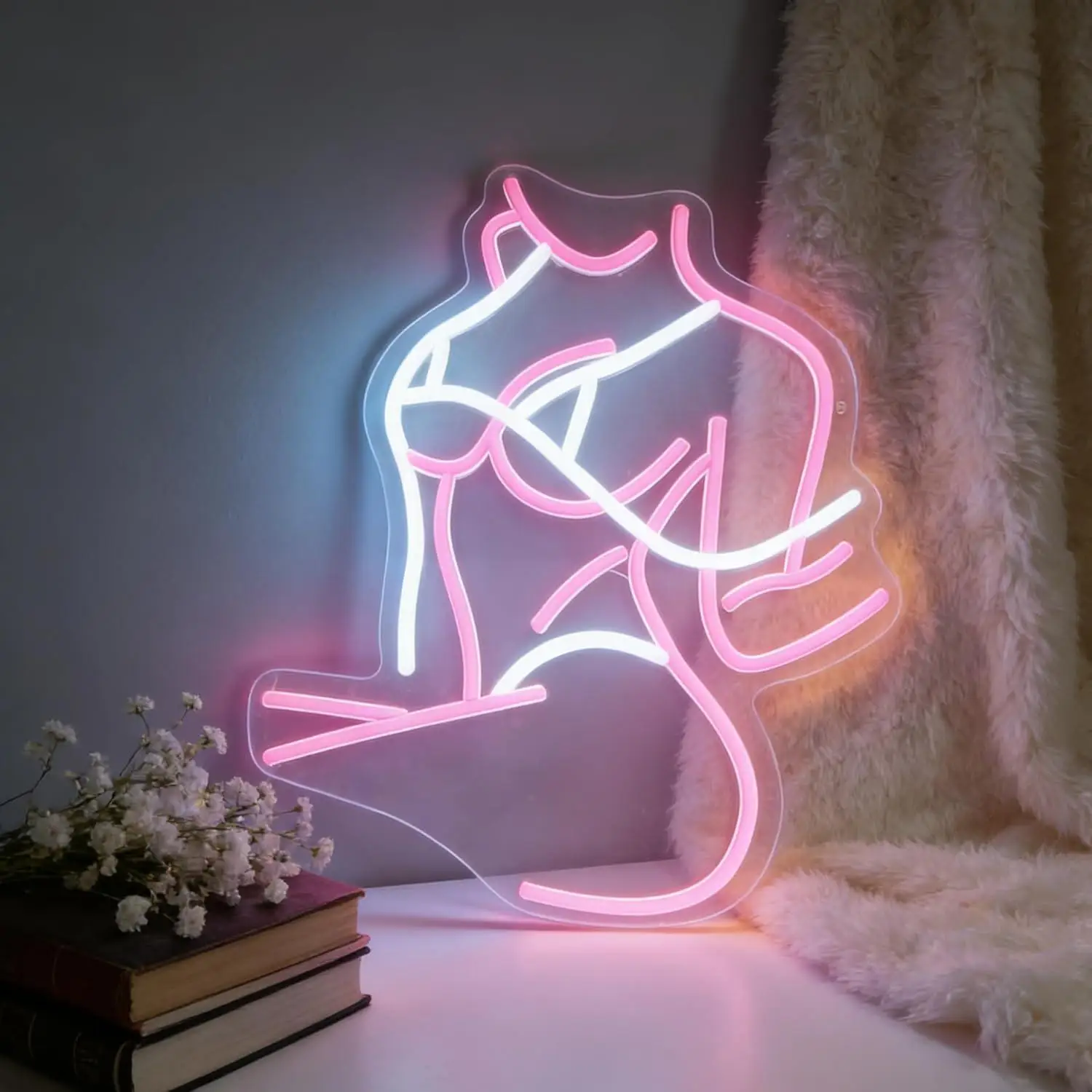 Lady Body Silhouette Neon Sign USB Dimmable LED Light for Bedroom Bar Pub Club Party Wall Art Decor Pose Night Light Gifts