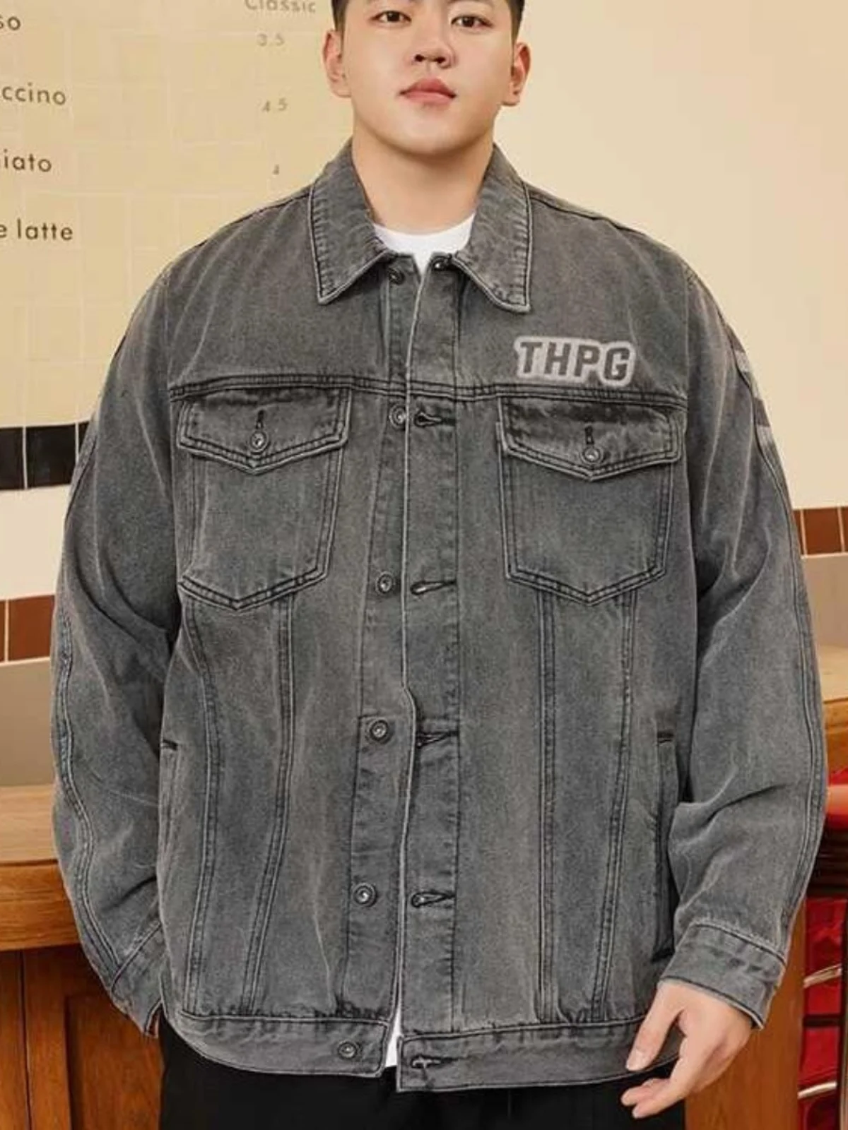 

Модная мужская джинсовая куртка больших размеров в винтажном стиле, свободного кроя, оверсайз, весна-осень, плотная, универсальная, стильная куртка