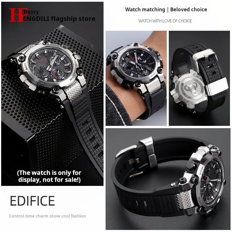 Correa de silicona para reloj Casio G-SHOCK/BD para hombre, pulsera de TPU negra, anillo de Metal, serie deportiva MTG B3000