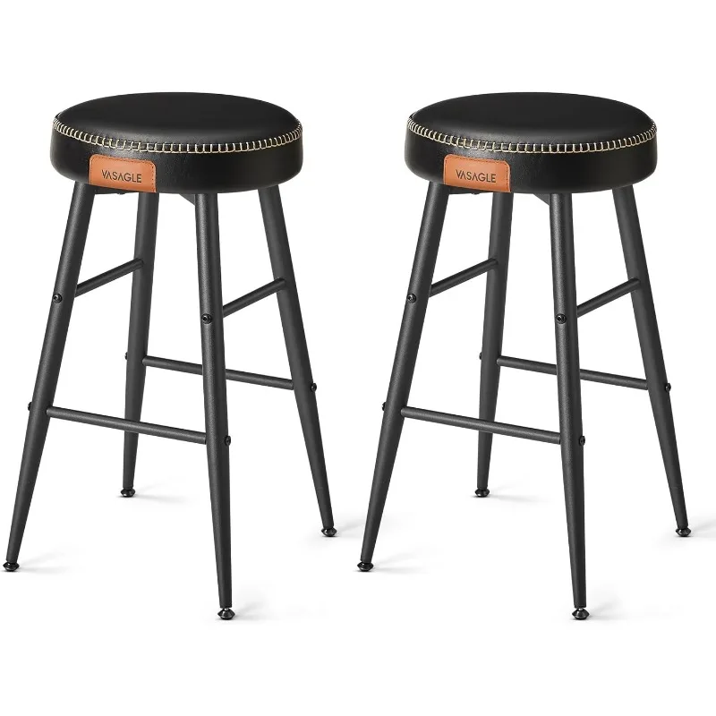 Bar Stools Set of 2, Bar Height Kitchen Counter Stools, Mid-Century Modern Backless Counter Stools, 30-Inch Tall