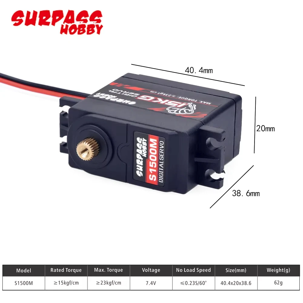 SURPASS Hobby S1500M 15KG Metal Gear Servo Digital Servo for 1/10 1/8 High-Speed RC Car /Aircraft RC Boat Model