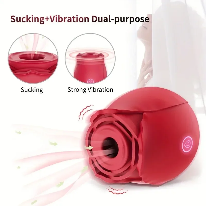 Powerful Sucking-Rose Vibrator Toy for Women Vacuum Stimulator Oral Nipple Clit Sucker Female Sex Toys Goods for Female Adults